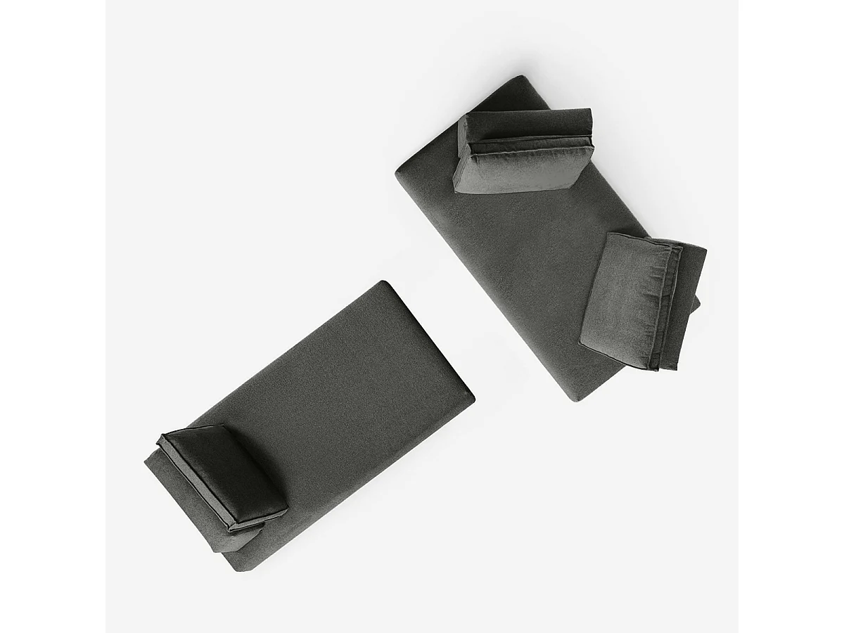 Sofá modular 3 plazas desenfundable repelente al agua Campiglio B - Gris Oscuro