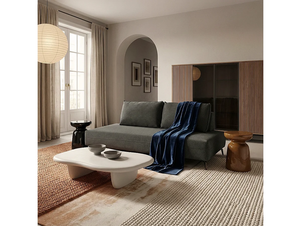 Sofá modular de 2 plazas con cojines diseño Made in Italy Campiglio D180 - Gris