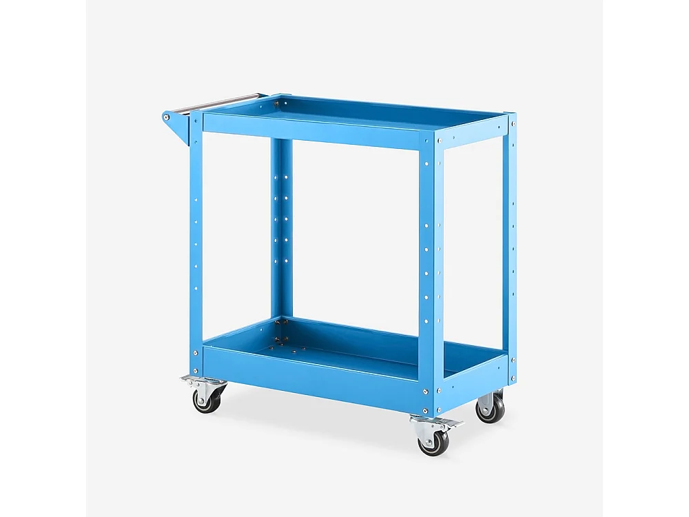 Carro de herramientas de metal con 2 estantes para taller o garaje Kerey - Azul Marino