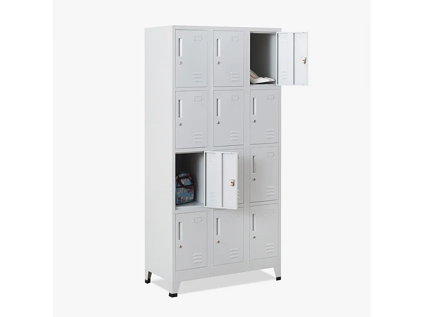 Taquilla de metal con 12 compartimentos para vestidor 90x45 H190 con cerradura Krakatoa Light