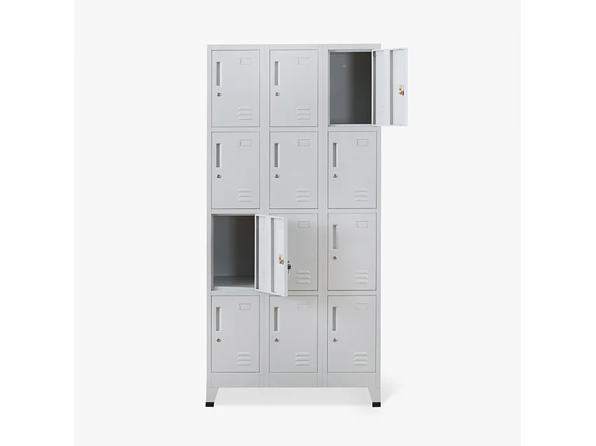 Taquilla de metal con 12 compartimentos para vestidor 90x45 H190 con cerradura Krakatoa Light