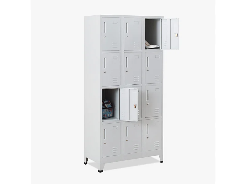 Taquilla de metal con 12 compartimentos para vestidor 90x45 H190 con cerradura Krakatoa Light