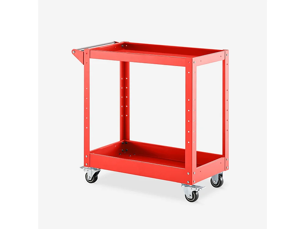 Carro de herramientas de metal con 2 estantes para taller o garaje Kerey - Rojo