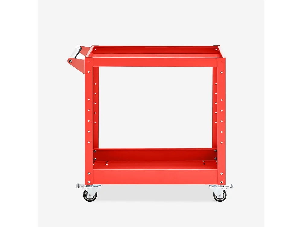 Carro de herramientas de metal con 2 estantes para taller o garaje Kerey - Rojo