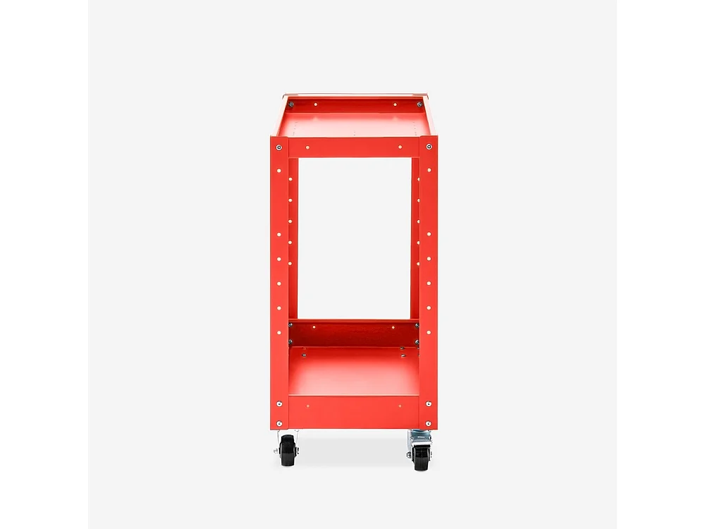 Carro de herramientas de metal con 2 estantes para taller o garaje Kerey - Rojo