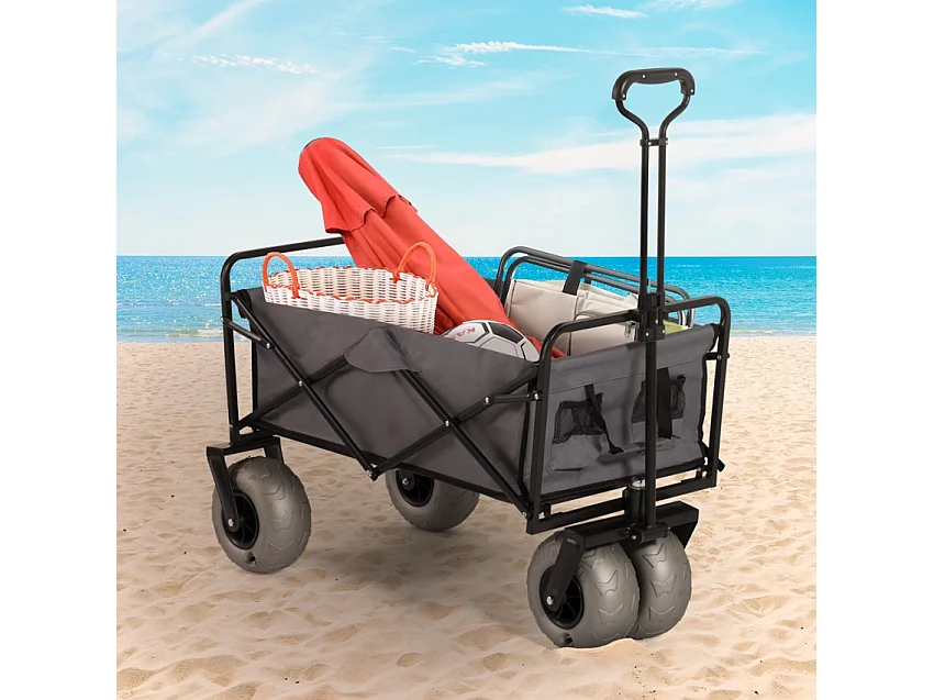 Carrello spiaggia portatutto pieghevole 4 ruote larghe pneumatiche Dory