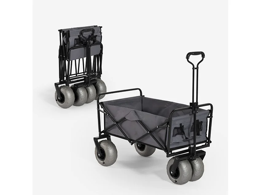 Carrello spiaggia portatutto pieghevole 4 ruote larghe pneumatiche Dory