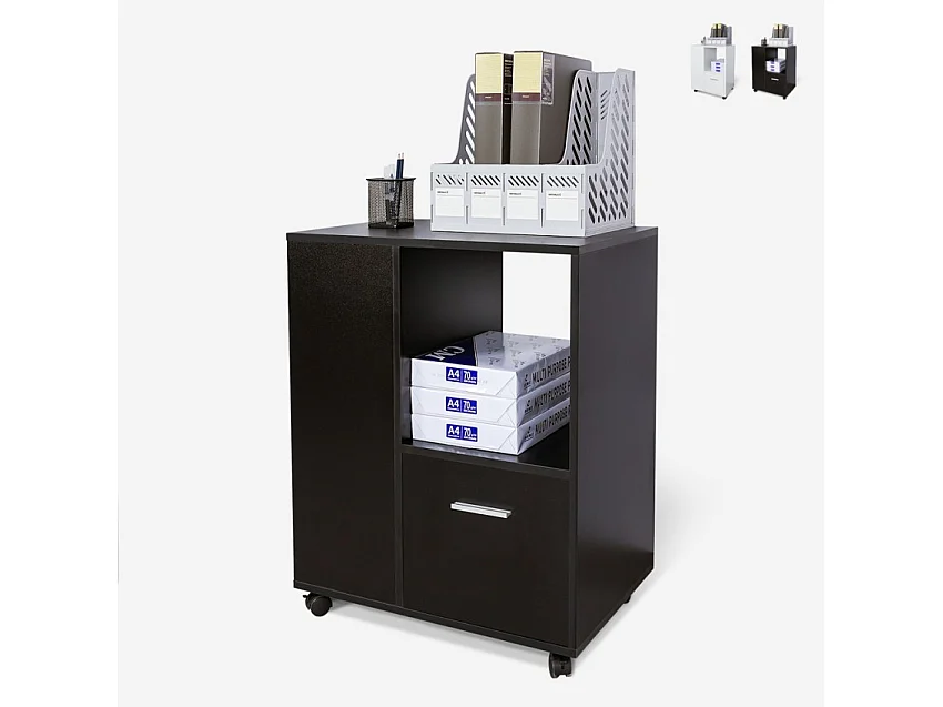 Mueble de oficina bajo con ruedas con estante para documentos Dundee - Negro