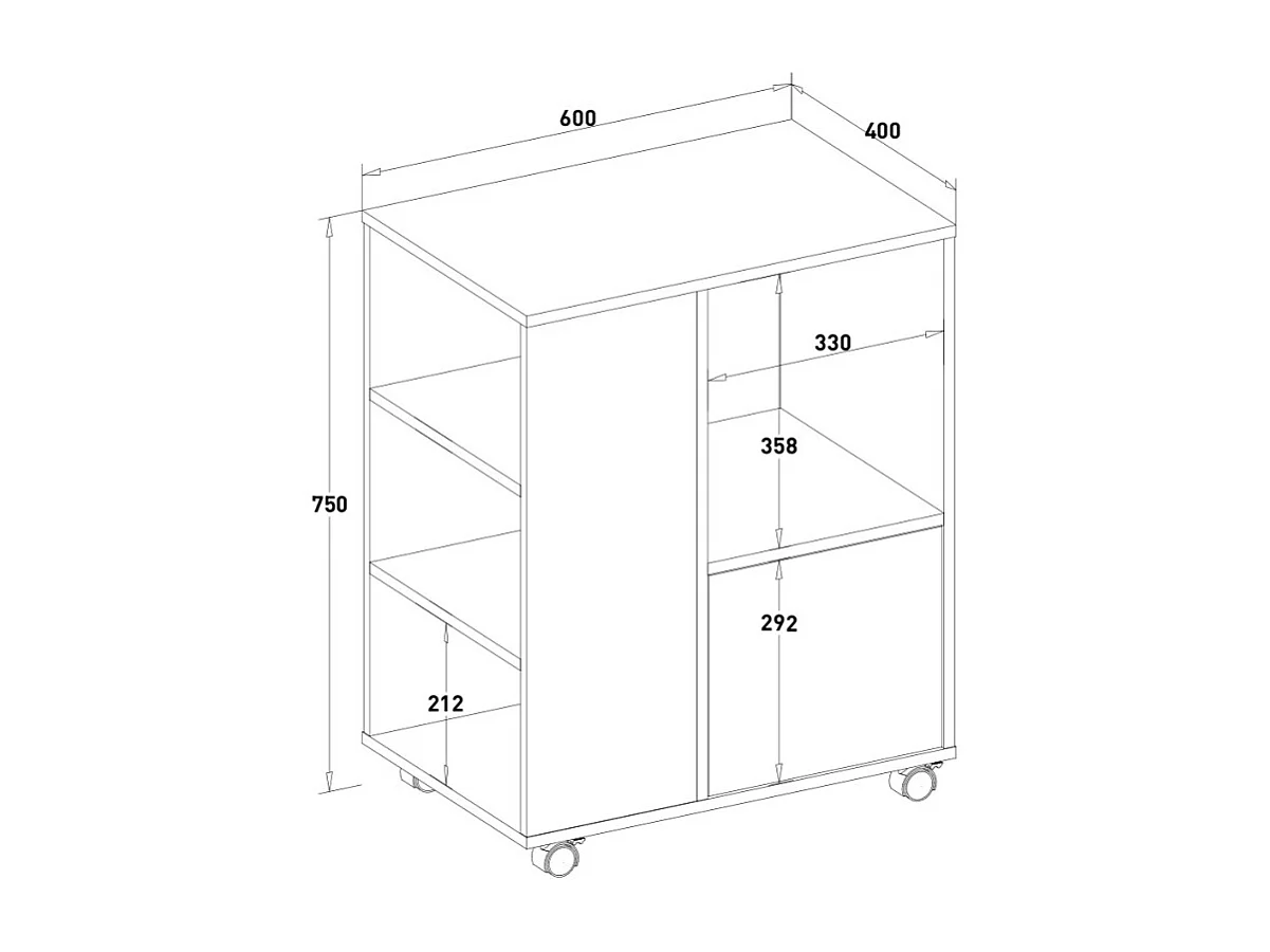 Mueble de oficina bajo con ruedas con estante para documentos Dundee - Negro