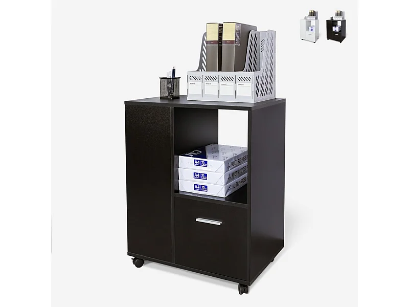 Mueble de oficina bajo con ruedas con estante para documentos Dundee - Negro
