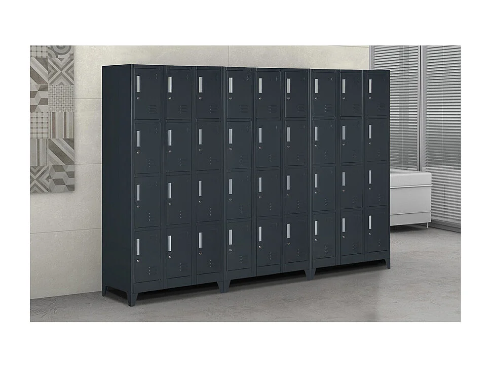 Taquillas con 12 compartimentos metálicos 90x45 H190 para vestuario con cerradura Krakatoa