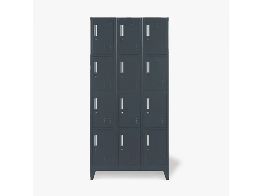 Taquillas con 12 compartimentos metálicos 90x45 H190 para vestuario con cerradura Krakatoa