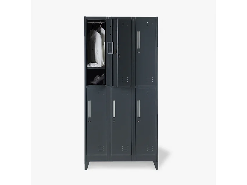 Armario con 6 compartimentos 90x45 H180 para vestuario con cerradura Etna