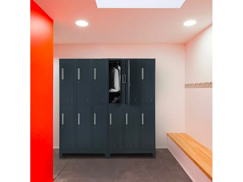 Armario con 6 compartimentos 90x45 H180 para vestuario con cerradura Etna