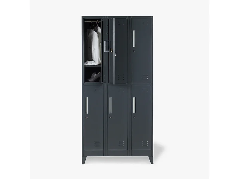 Armario con 6 compartimentos 90x45 H180 para vestuario con cerradura Etna