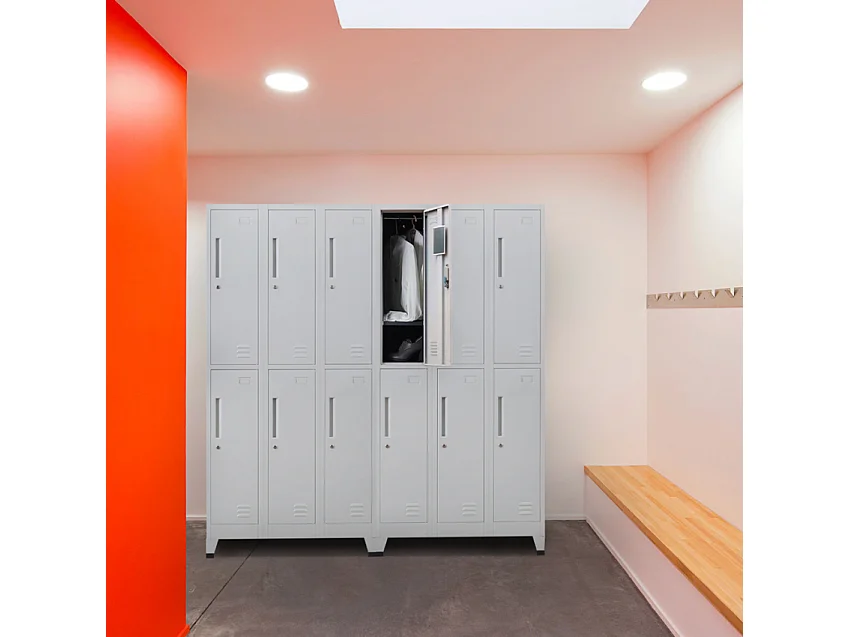 Armario con 6 compartimentos 90x45 H180 para vestuario con cerradura Etna Light