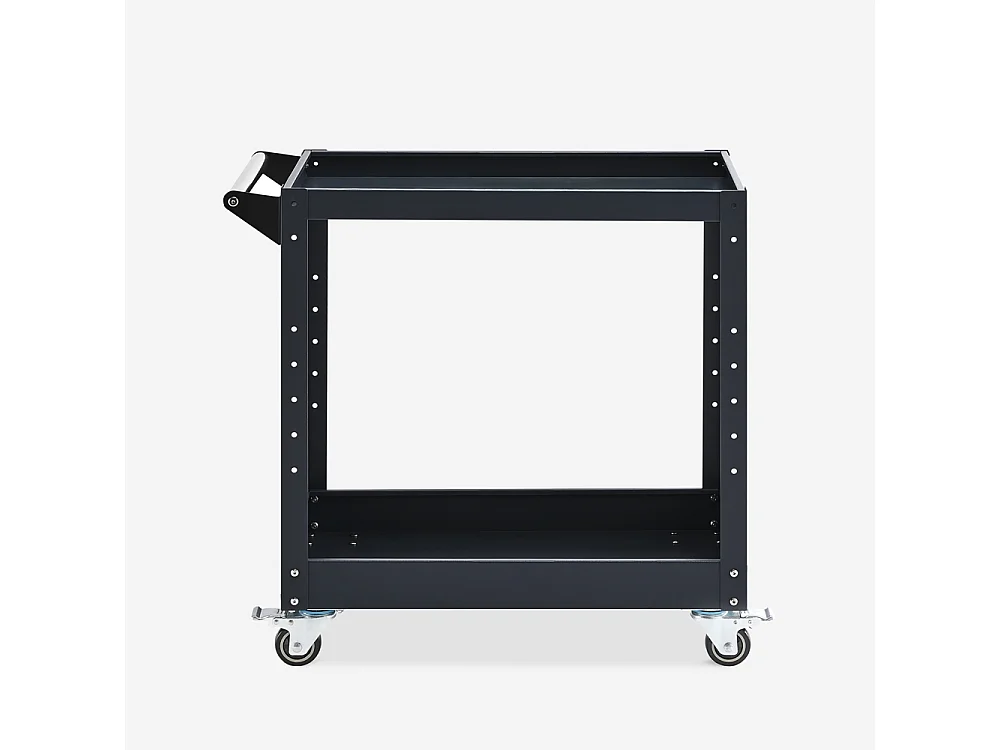 Werkzeugwagen aus Metall 2 Ablagen für Werkstatt Garage Kerey - Schwarz