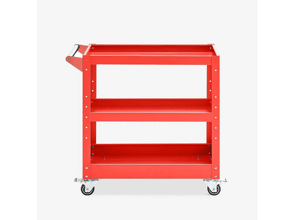 Carrito de herramientas de metal con 3 estantes y ruedas Kerey Plus - Rojo