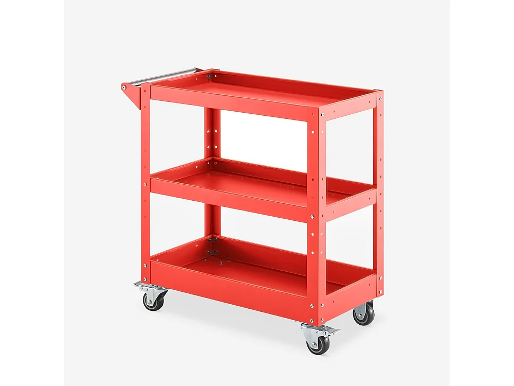 Carrito de herramientas de metal con 3 estantes y ruedas Kerey Plus - Rojo