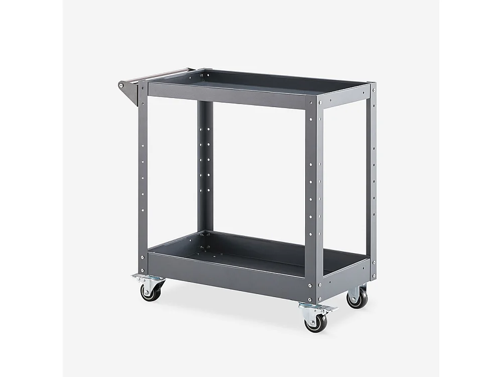 Carro de herramientas de metal con 2 estantes para taller o garaje Kerey - Gris