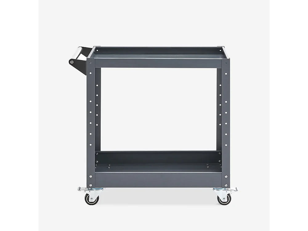 Carro de herramientas de metal con 2 estantes para taller o garaje Kerey - Gris