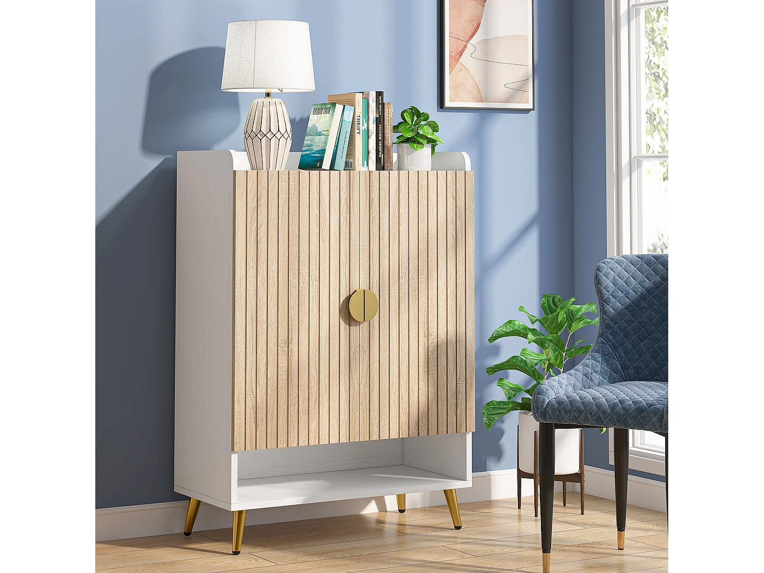 Meuble à chaussures avec portes, meuble de rangement à chaussures à 7 niveaux avec étagères réglables