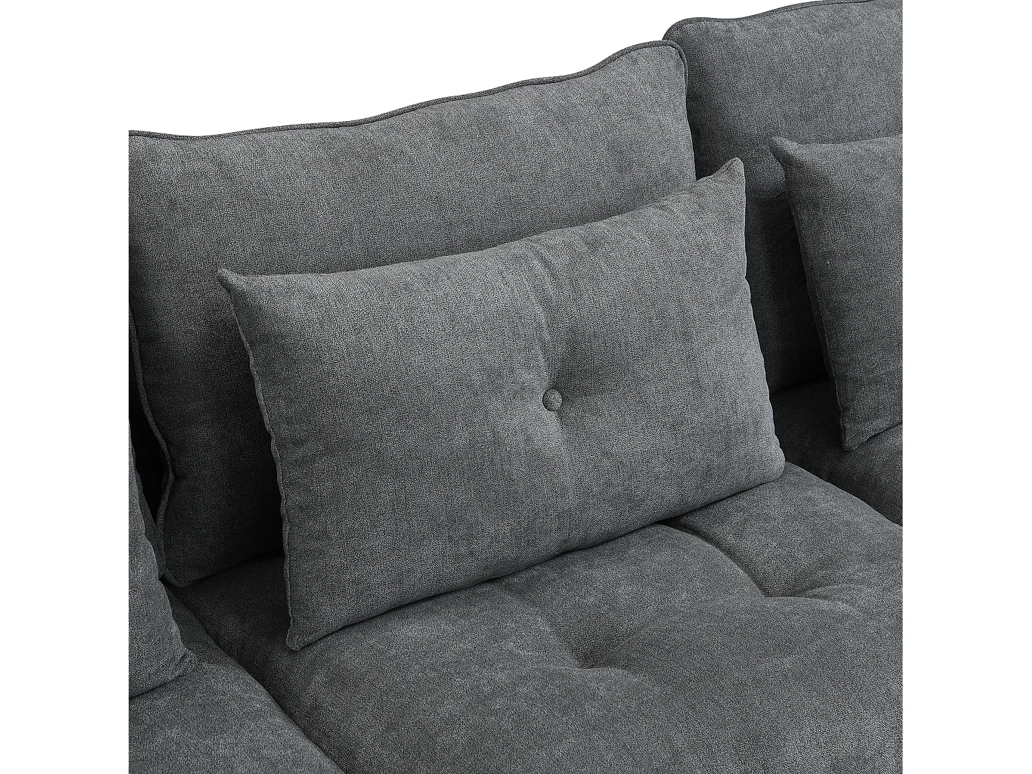 Canapé Design Modulable Multifonction Rangement Intégré Tissu Chenille Gris Antique