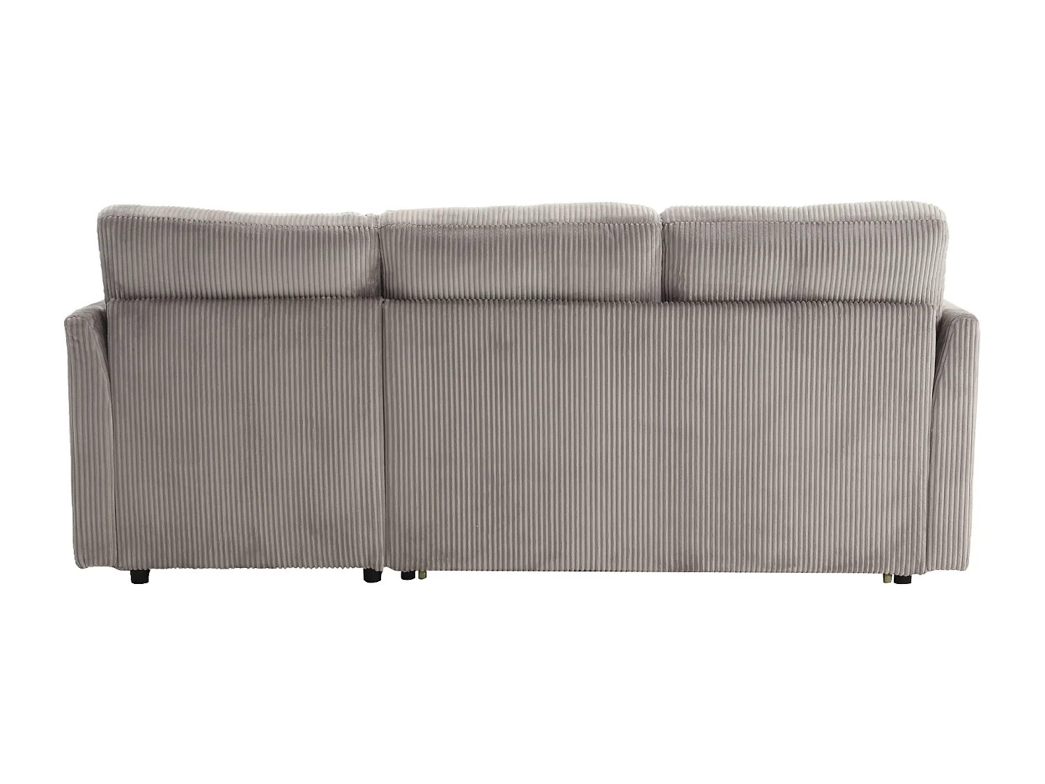 Canapé d'angle convertible 206x108x66 cm, méridienne réversible, rangements, poches latérales, velours côtelé gris clair