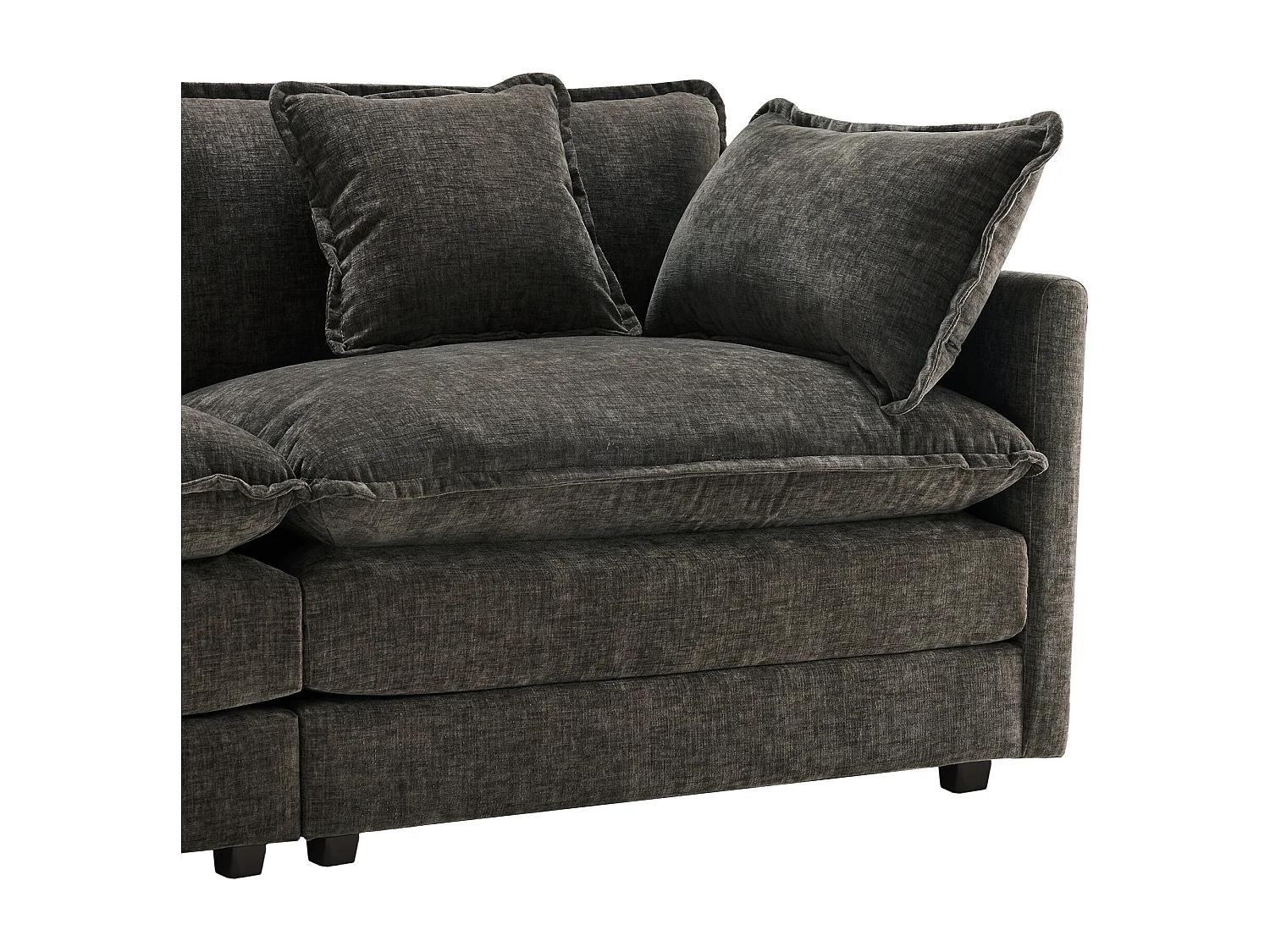 Canapé 283x147x84cm design moderne pouf mobile coussins lombaires Chenille gris foncé