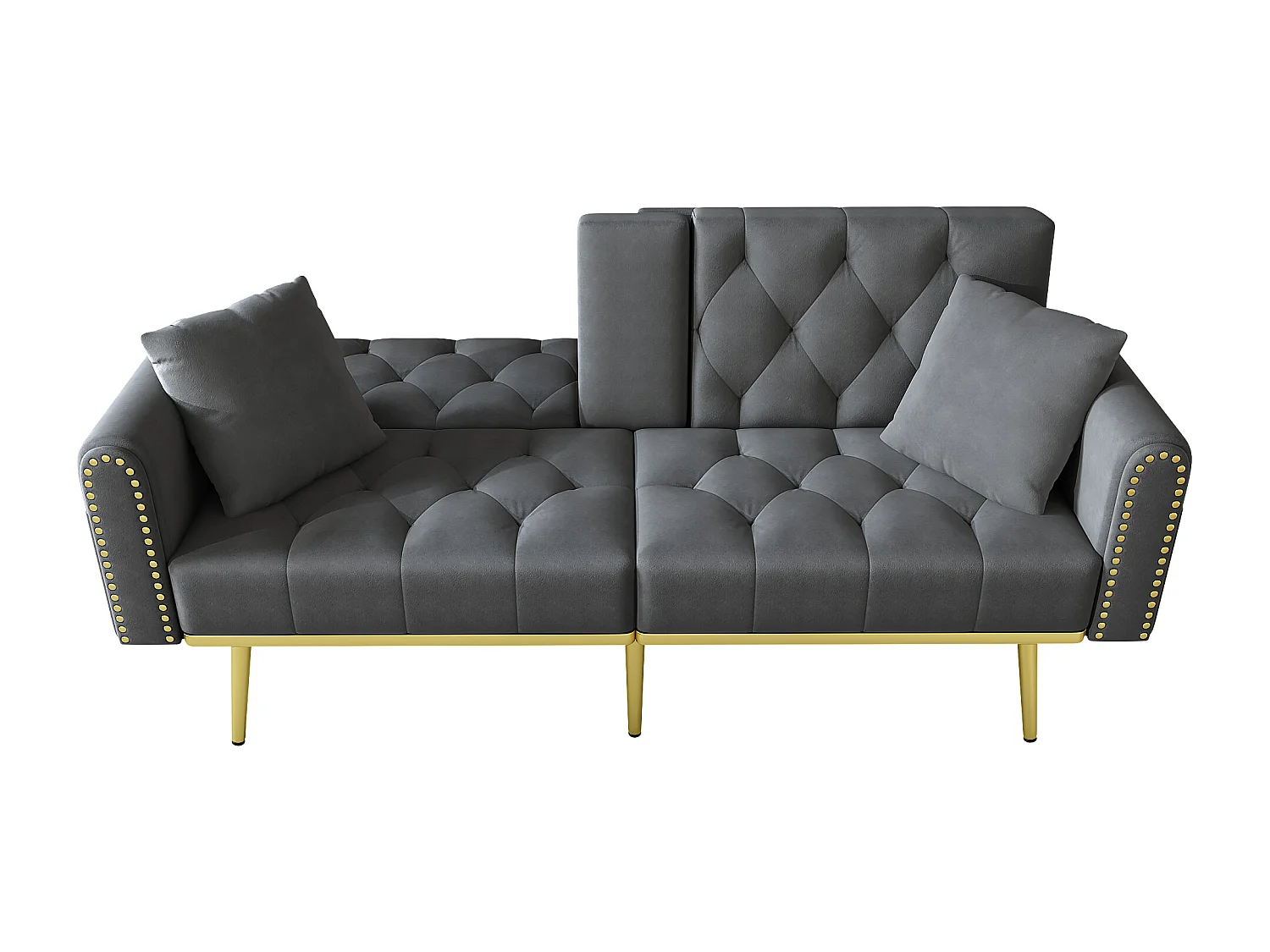 Canapé convertible Confortable structure métallique Velours Gris (Sans matelas)