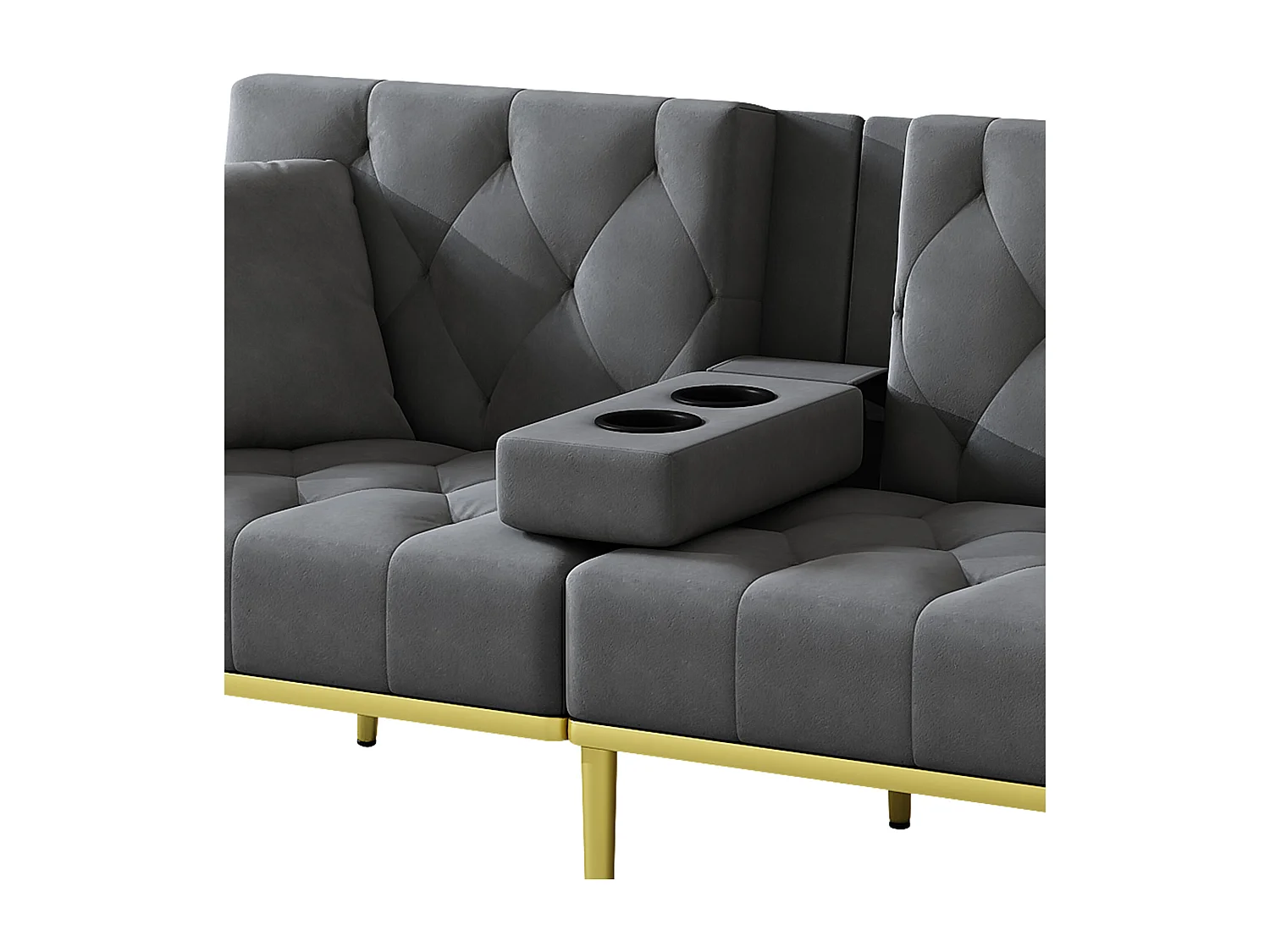 Canapé convertible Confortable structure métallique Velours Gris (Sans matelas)