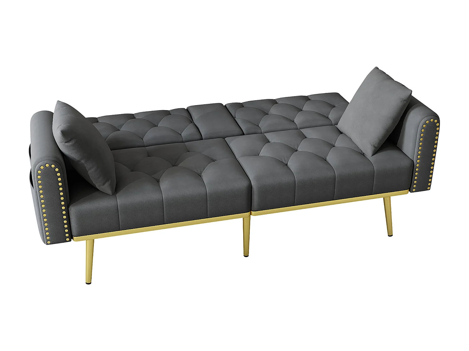 Canapé convertible Confortable structure métallique Velours Gris (Sans matelas)