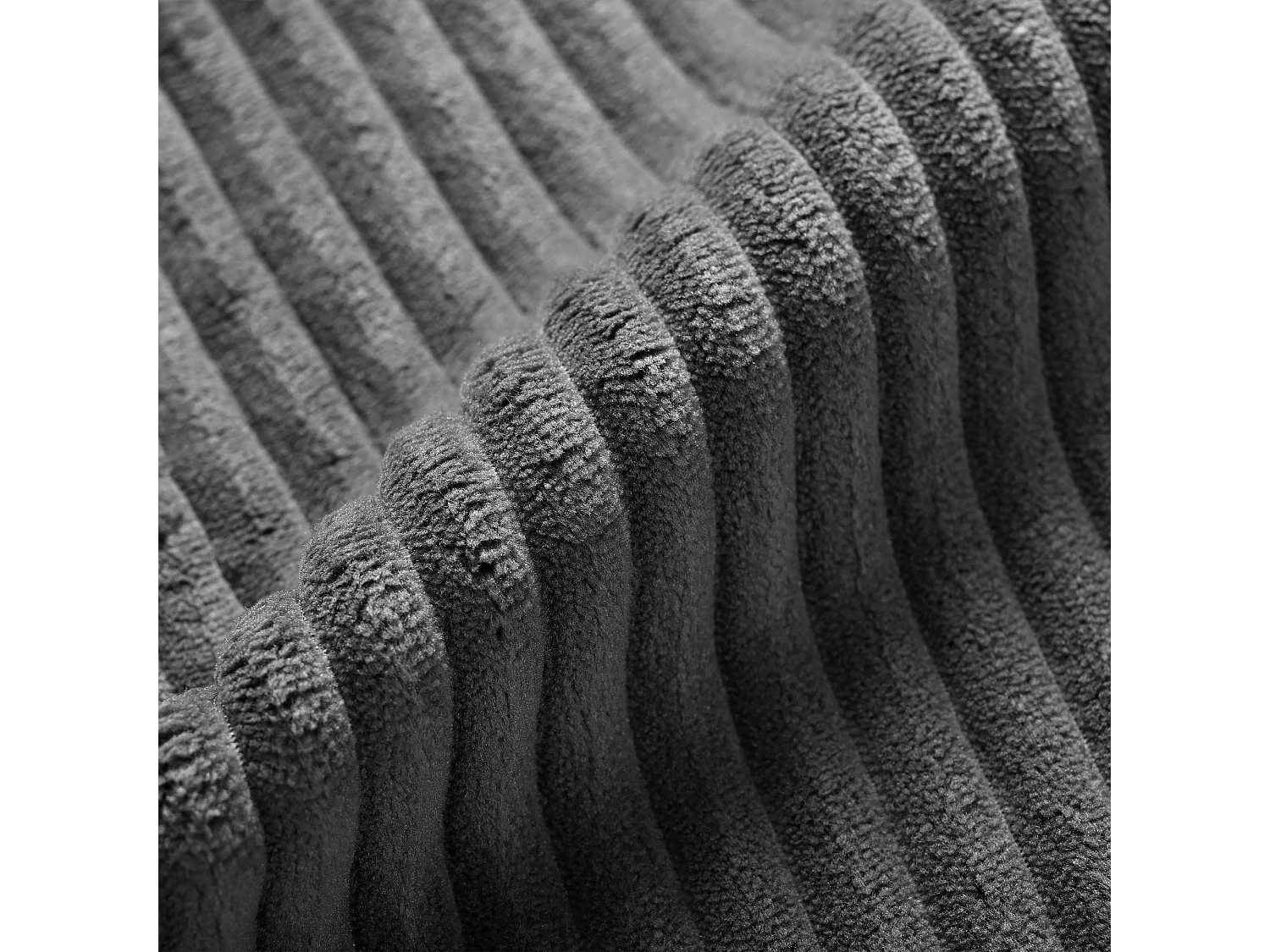 Canapé d’angle modulable 258x86.1x62.9 cm, ottoman amovible, 3 places, assise confortable, velours côtelé gris foncé