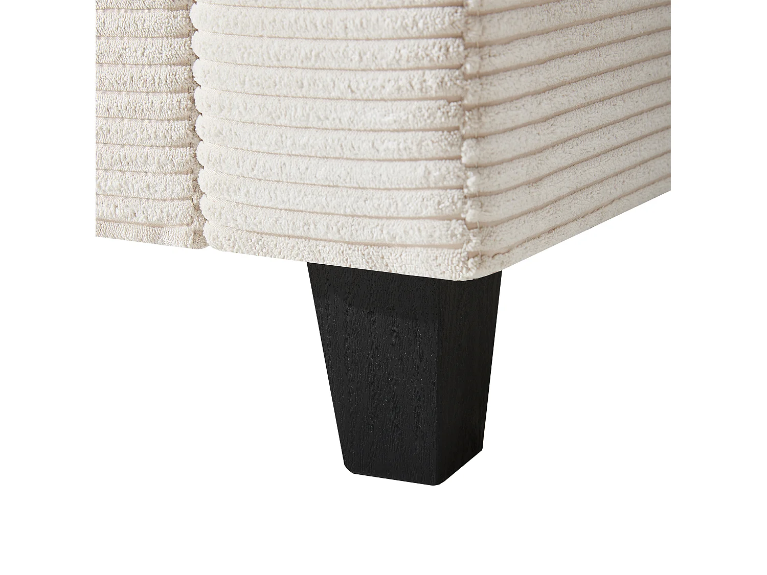 Canapé d’angle 229x149.5x83 cm, console avec 2 porte gobelets et 2 USB, pouf coffre, velours côtelé beige