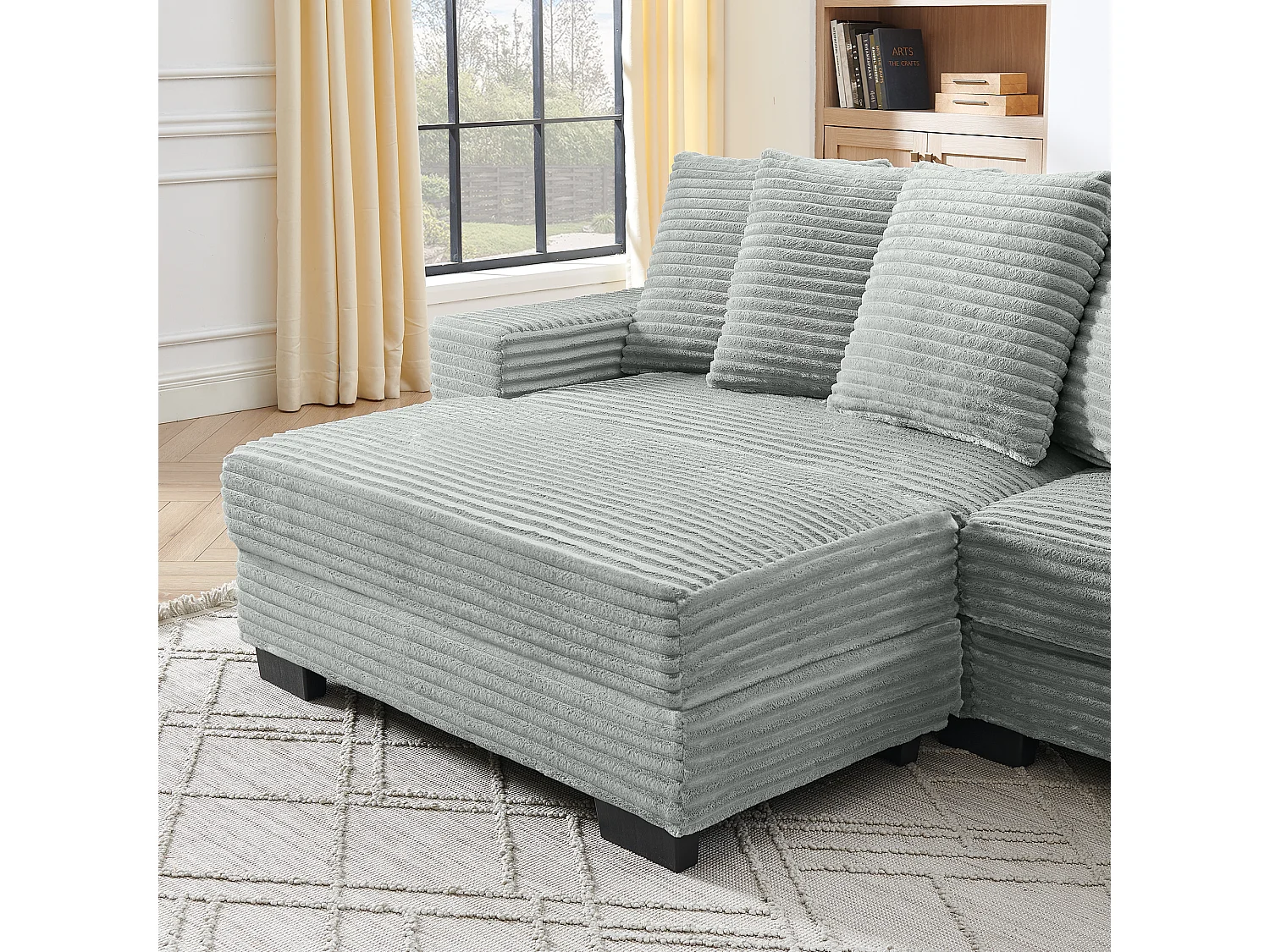 Canapé d angle 256.5x133.5x89cm mobilier contemporain gain de place fonction relax mousse dense tissu chenille pour salon gris