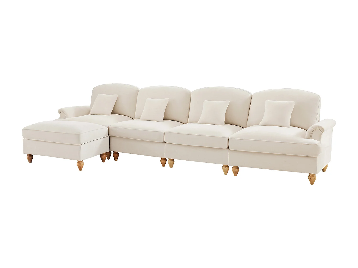 Canapé modulable style midcentury convertible modules interchangeables chenille blanc