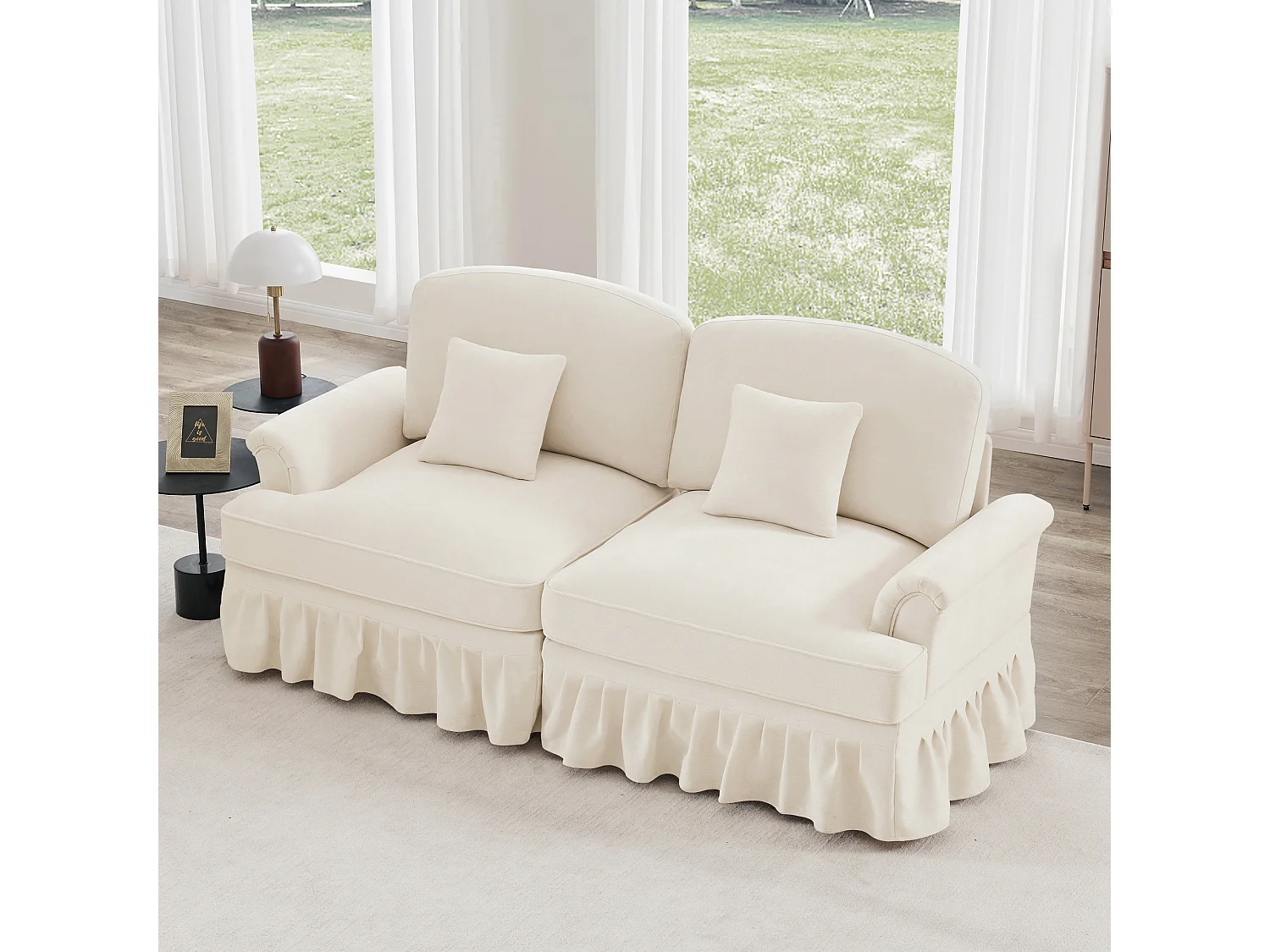 Canapé deux places Modulable en modules L forme convertible Chenille Confort Blanc