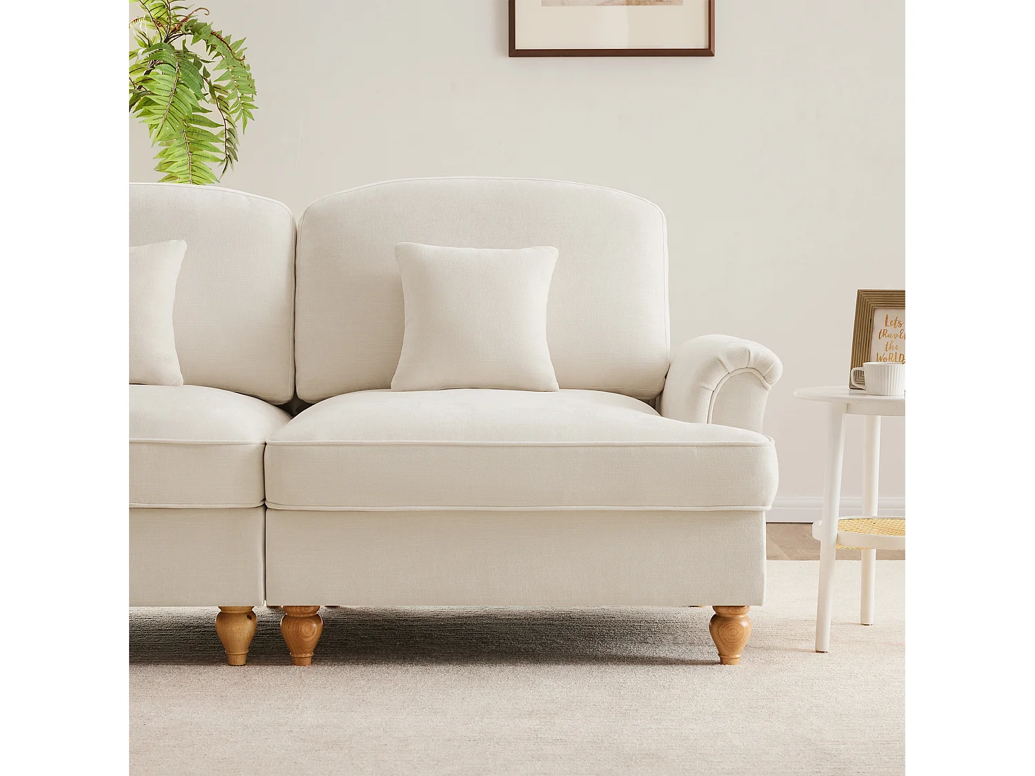 Canapé deux places Modulable en modules L forme convertible Chenille Confort Blanc