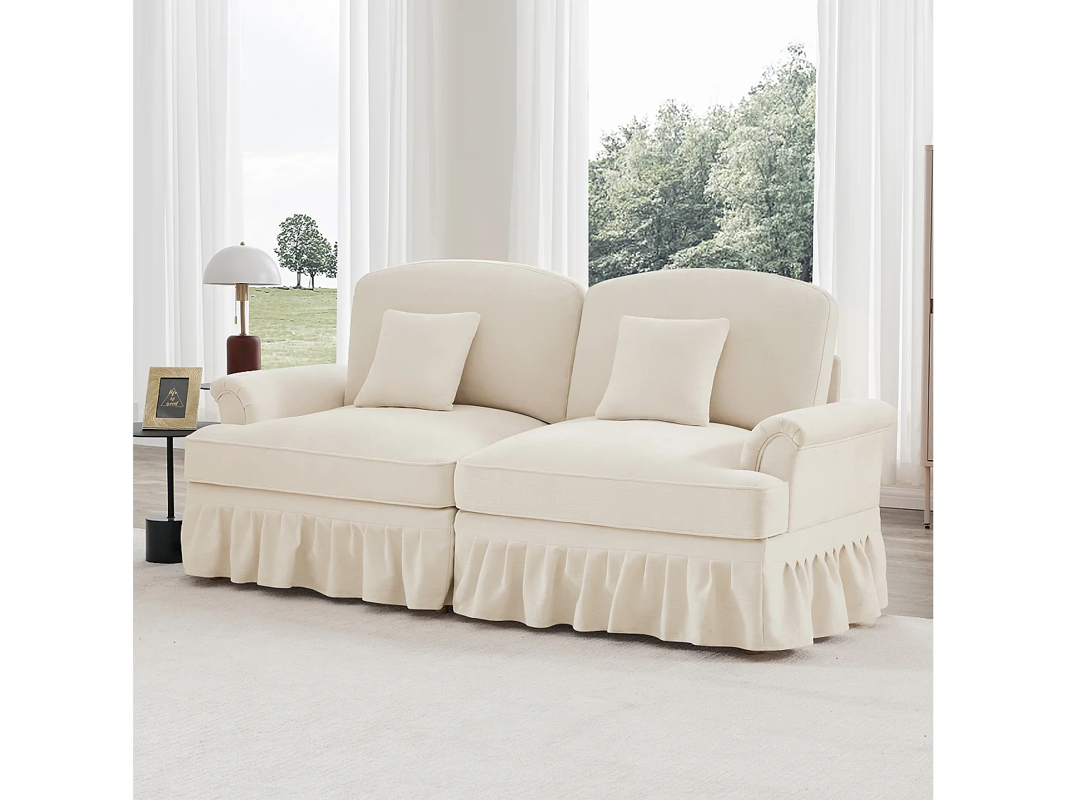 Canapé deux places Modulable en modules L forme convertible Chenille Confort Blanc