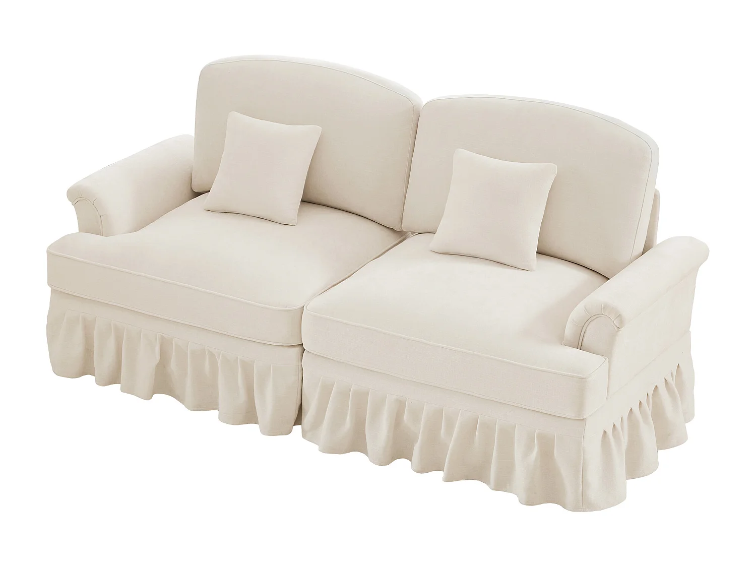 Canapé deux places Modulable en modules L forme convertible Chenille Confort Blanc