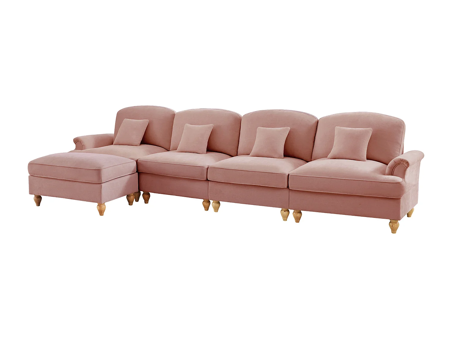 Canapé modulable Modulaire Transformable en chaise longue Pouf polyvalent Chenille Rose