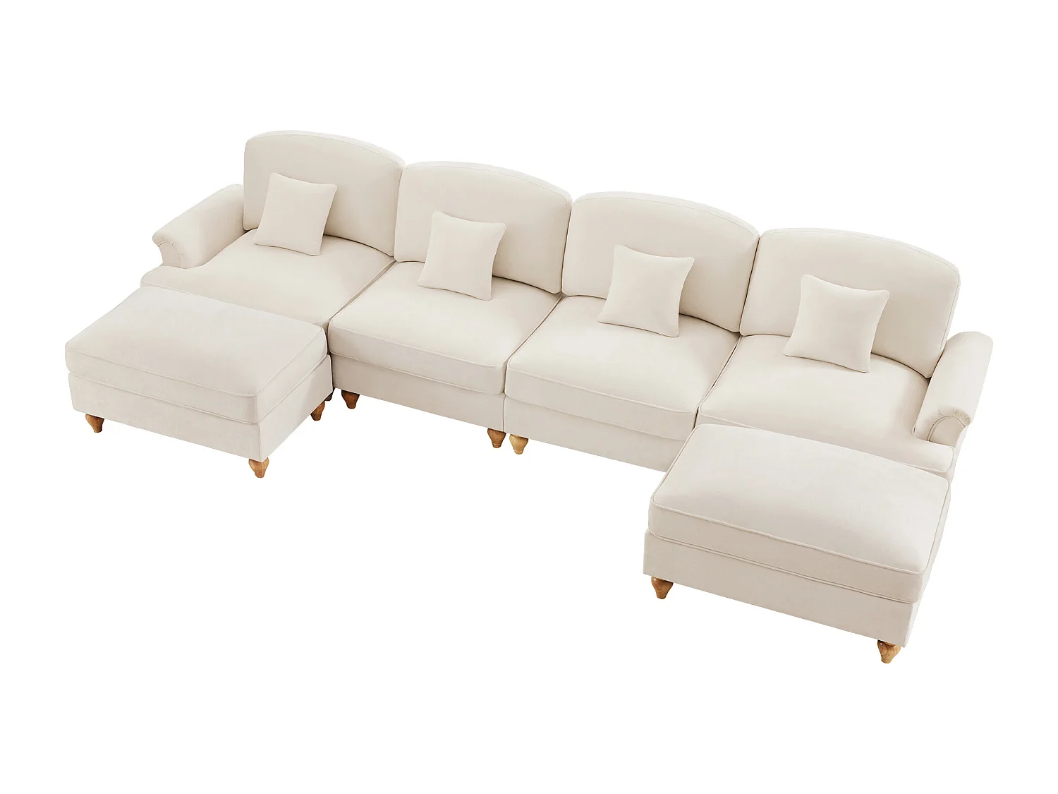 Sofa modulair 4 zitplaatsen zacht chenille wit