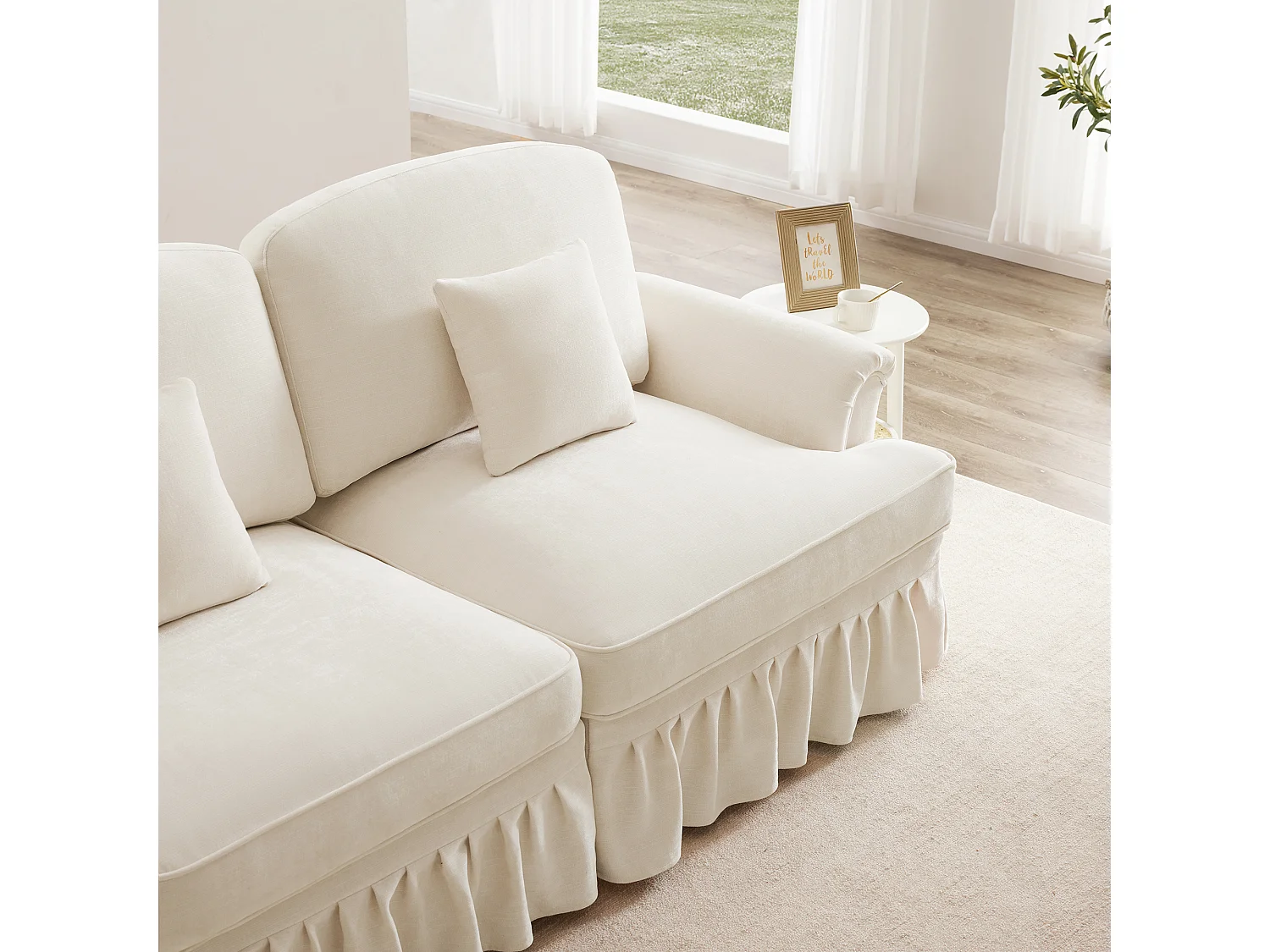 Canapé Modules flexibles transformation en angle ou chaise longue chenille blanc