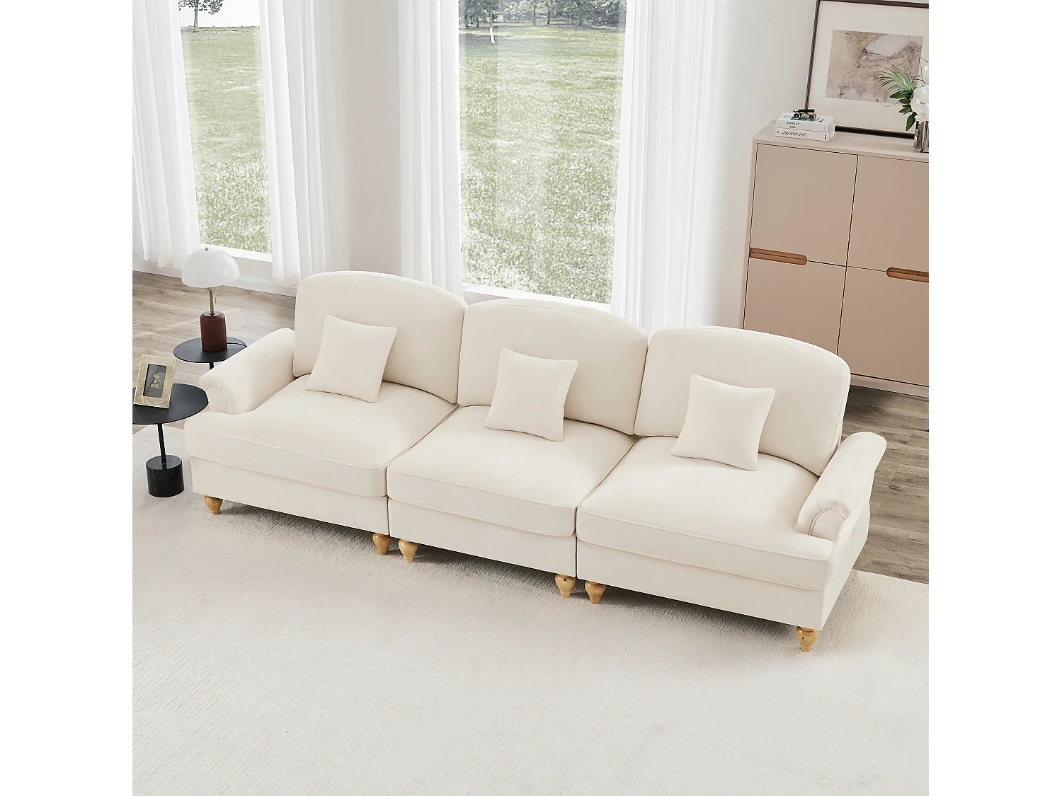 Canapé modulable contemporain convertible fonctionnel chenille pour salon blanc