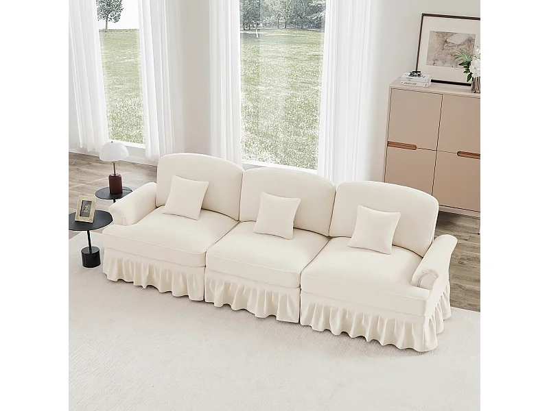 Canapé modulable contemporain convertible fonctionnel chenille pour salon blanc