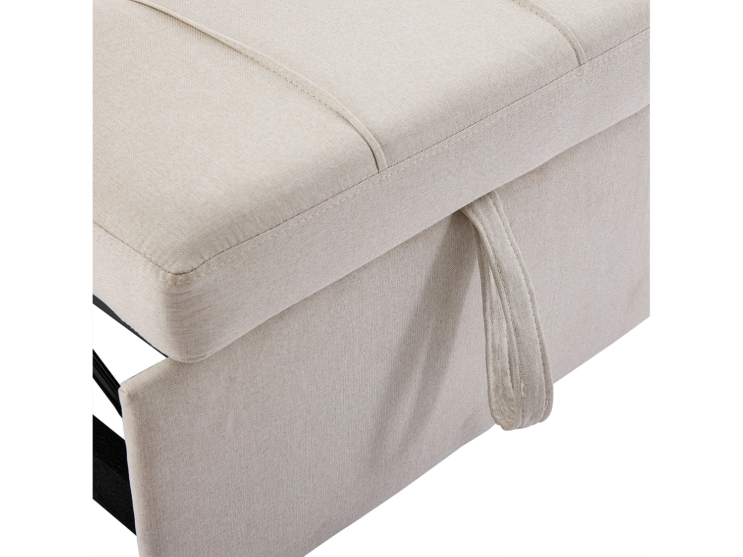 Canapé d'angle 3 places roulettes pour déplacement facile pliable pour invités tissu beige
