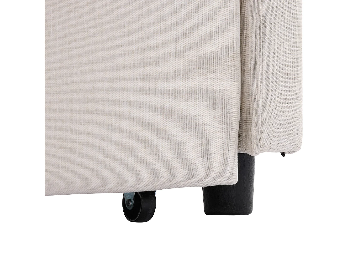 Canapé convertible 200x87x84.5 cm, dossier réglable 180°, 7 configurations, avec roulettes et poches latérales, tissu beige