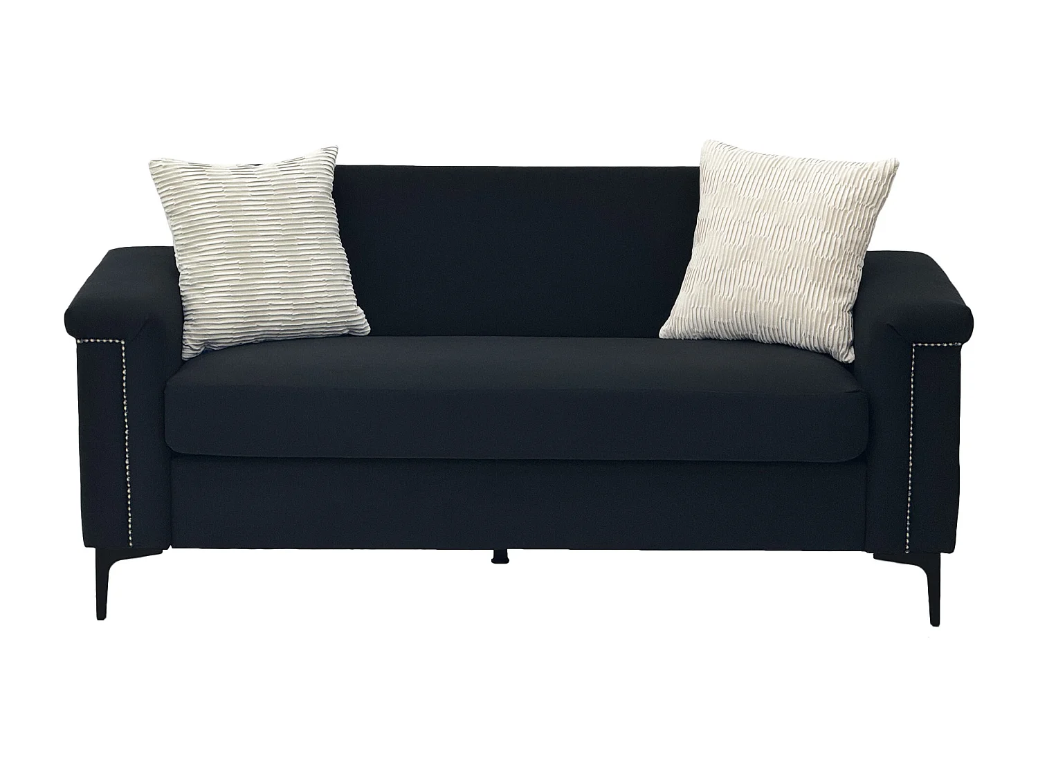 Canapé 2 places 172x72x82cm Canapé scandinave Design minimaliste Confort durable Bois massif Salon Noir