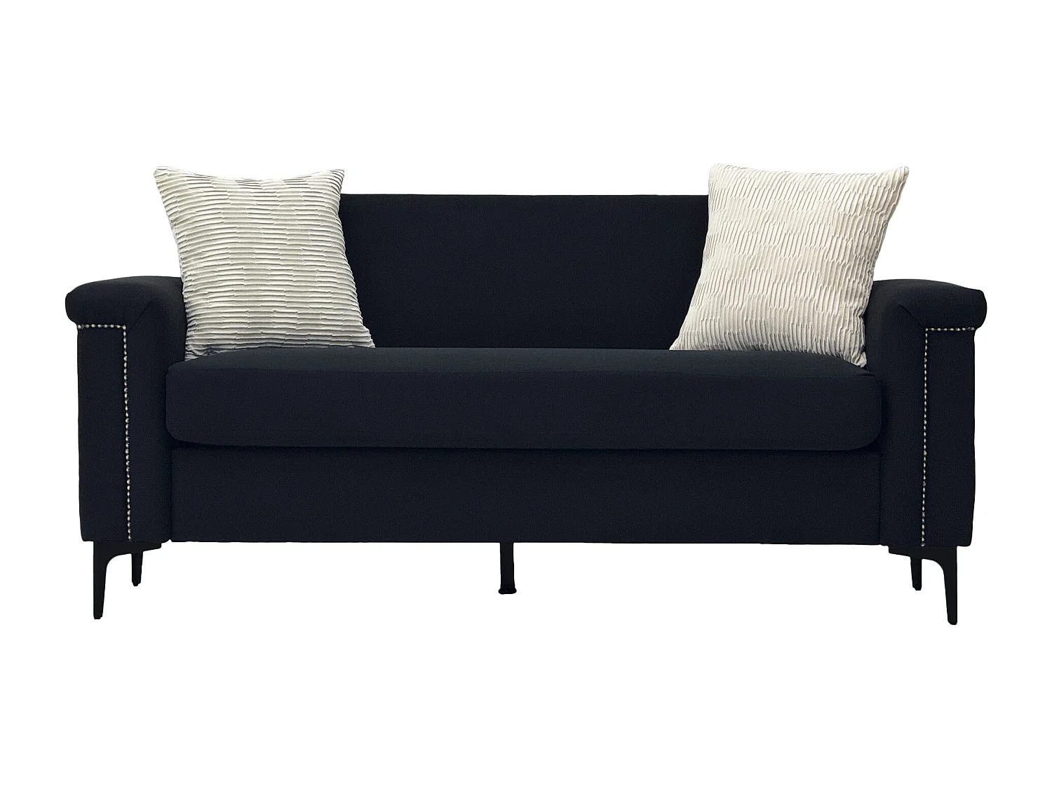 Canapé 2 places 172x72x82cm Canapé scandinave Design minimaliste Confort durable Bois massif Salon Noir