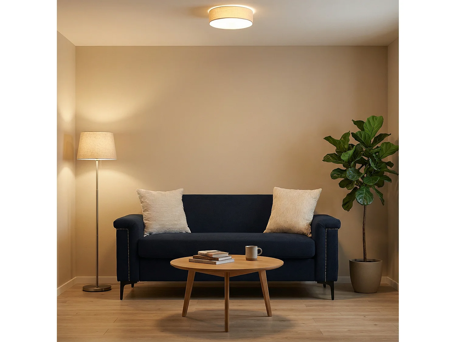 Canapé 2 places 172x72x82 cm, style scandinave, système de coussins à ressorts ensachés, bois et contreplaqué, noir